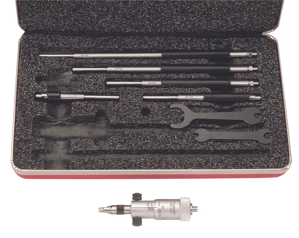 Inside Micrometer Set, 2 - 8 Inch, Hardened Steel Anvil