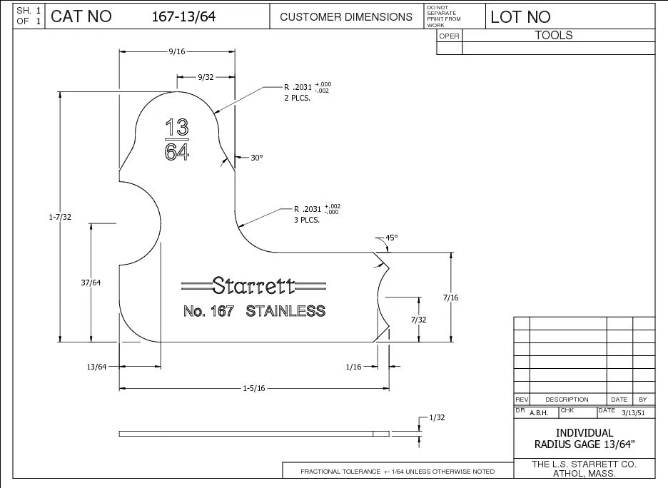 STARRETT 167-13/64 2