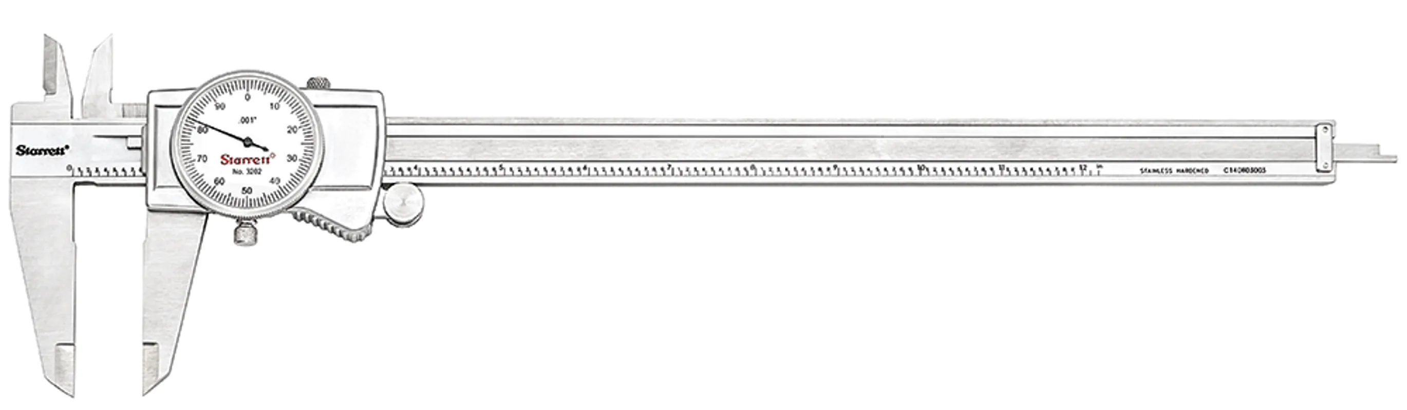 STARRETT 3202-12 Dial Caliper with Case 12 Inch White | AC4GXP 2ZUE1 / 61466