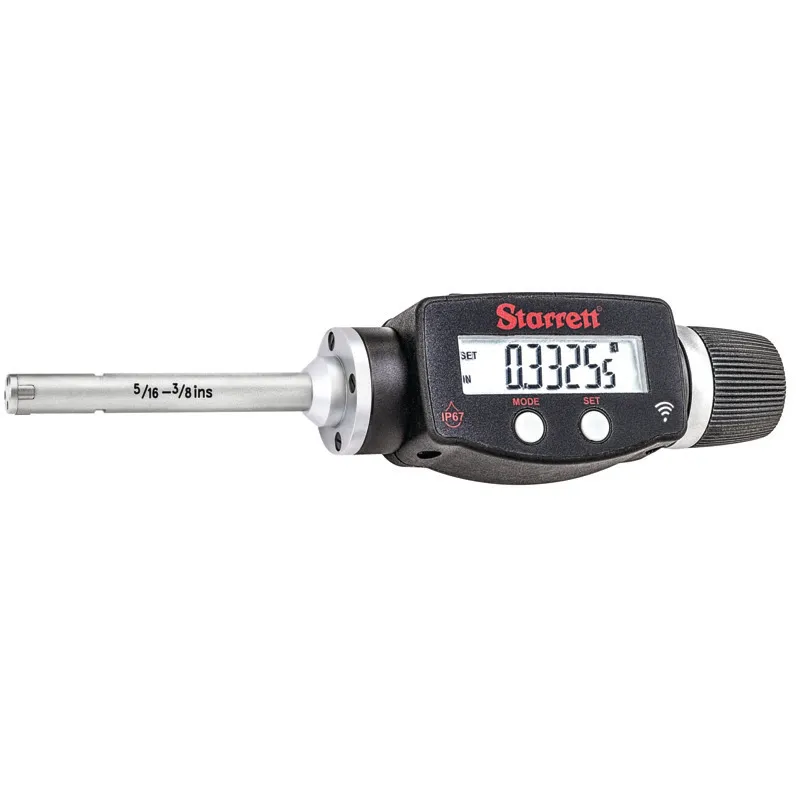 STARRETT 770BXTZ-375 Digital 3-Point Inside Micrometer, 0.3125 Inch To 0.375 In/8 mm To 10 mm Range, Ip65 | CU4MZN 53VE42
