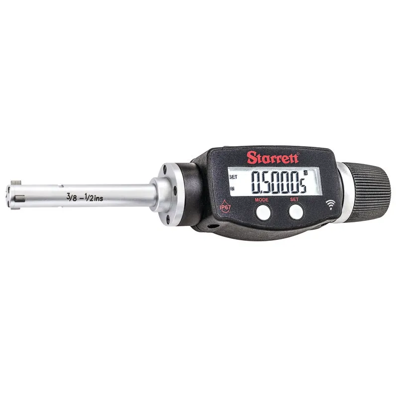 STARRETT 770BXTZ-500 Digital 3-Point Inside Micrometer, 0.375 Inch To 0.5 In/10 mm To 12.5 mm Range, Ip65 | CU4MZP 53VE45
