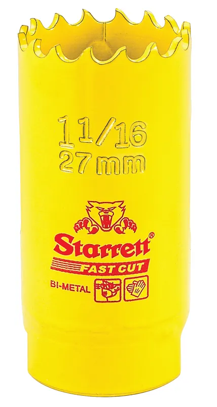 STARRETT FCH0116-G Bi-Metal Fast Cut Hole Saw, 1-1/16 Inch, 27 mm | CU4NLM 44WD77
