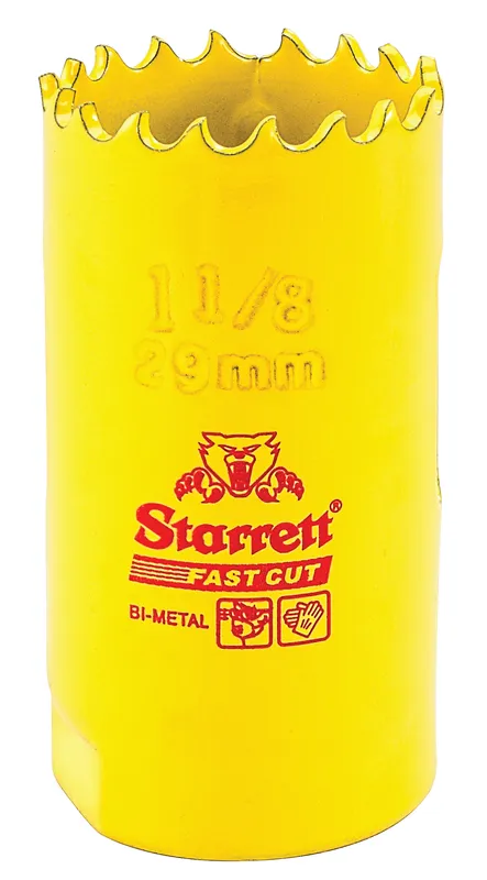 STARRETT FCH0118-G Bi-Metal Fast Cut Hole Saw, 1-1/8 Inch, 29 mm | CU4NLQ 44WD78