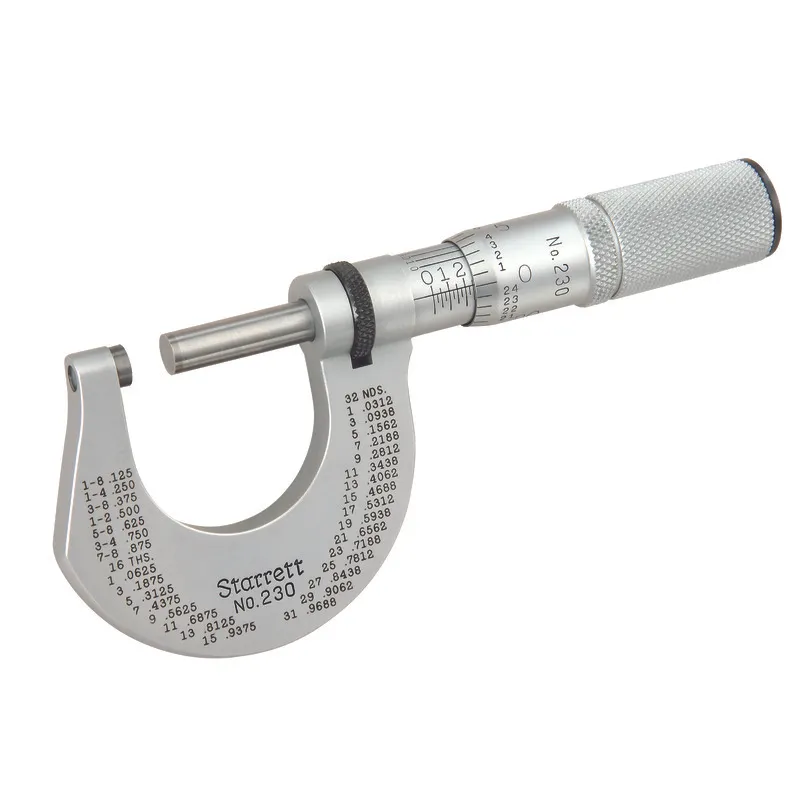 STARRETT T230XFL Outside Micrometer, 1 Inch Range, Friction Thimble, Ring | AC4GUC 2ZTY1 / 50947