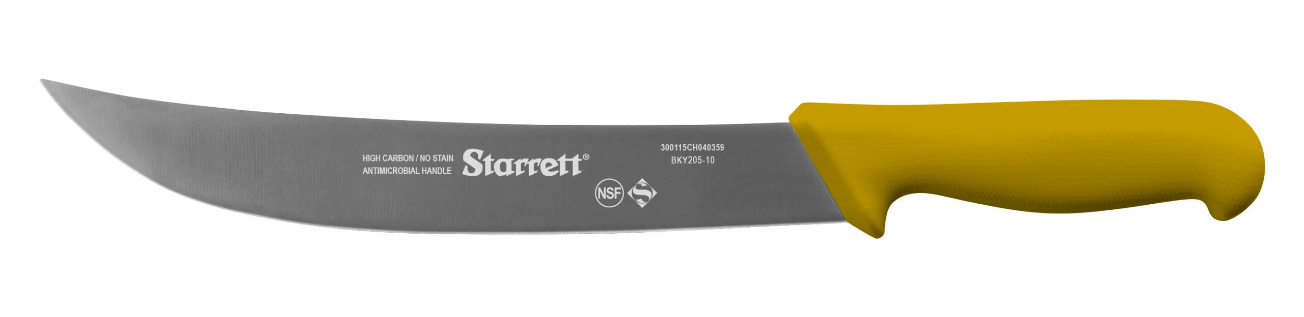Steak Knife, Wide Curved, 250 mm Size, Yellow Handle