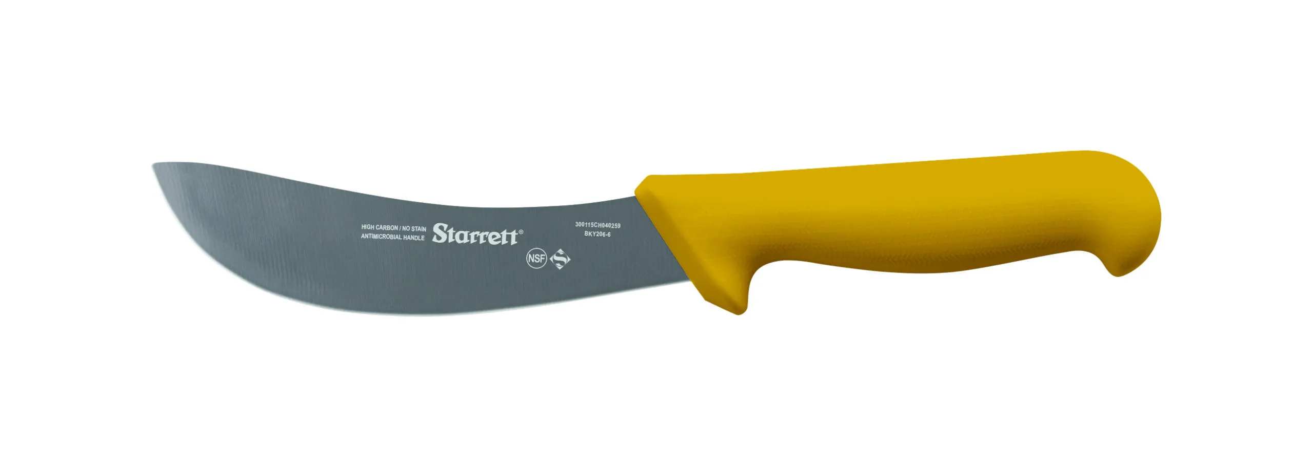 Skinning Knife, Narrow Curved, 150 mm Size, Yellow Handle