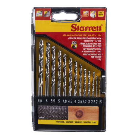 Split Point Drill Bit Set, High Speed Steel, 13 Piece
