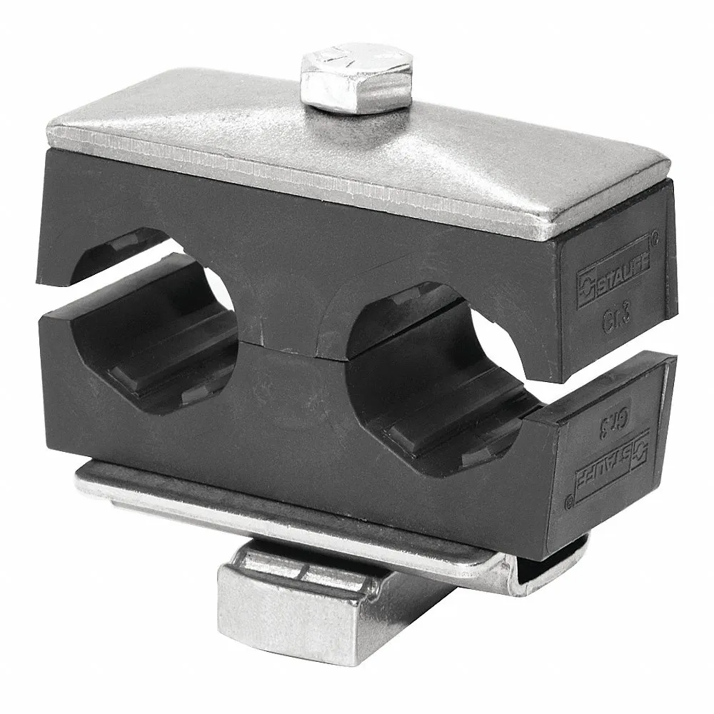 Beta Clamp, Smooth Bore, 316 Stainless Steel, Polypropylene Cushion