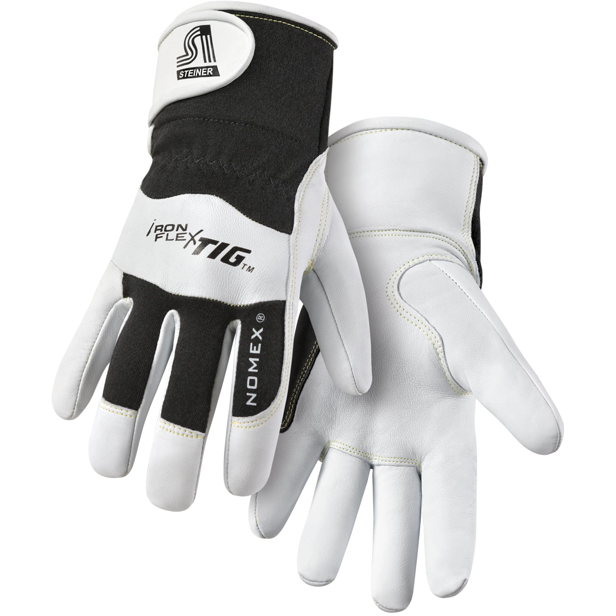 Steiner Industries 0263-2X Welding Gloves, Straight Thumb, Hook-and-Loop Cuff, Premium, Black/White Nomex | CU4QLD 793KM5