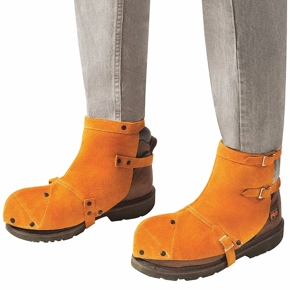 Shoe Spats, Side Split, Cowhide, PR, Std, Cowhide, 7 Inch Overall Length, Adj Strap, Brown