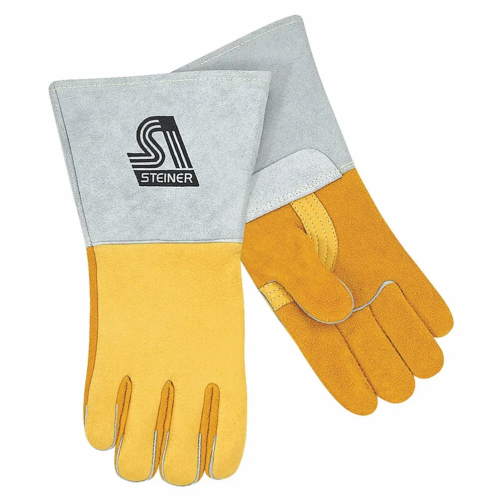 STEINER 8500-L Elkskin Palm Stick, Welding Gloves, L, Pr1, Straight Thumb, Gauntlet Cuff, Premium | CU4QUE 62XU65