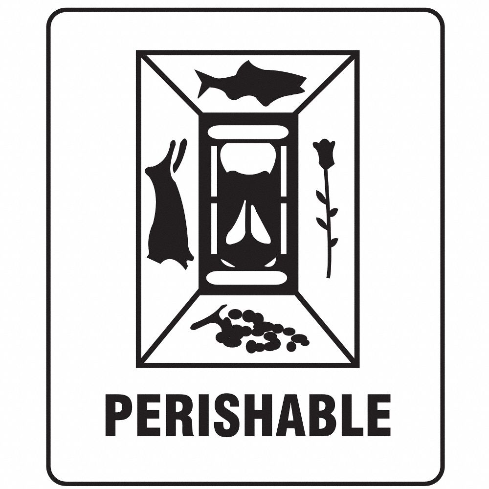 Instructional Handling Label, Perishable, 3 Inch Label Wd, 4 Inch Label Ht, White