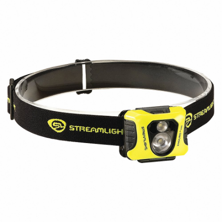 Headlamp, 200 lm Max Brightness, 38 hr Max Run Time, 95 m Max Beam Distance, Yellow