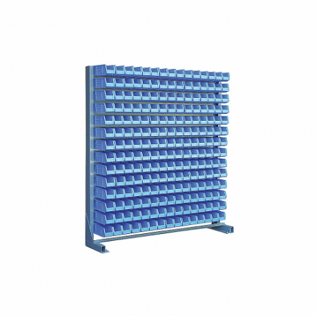 Bin Rail Floor Rack, 70 Inch x 75 Inch x 14 in, 1 Sided, 210 Bins, Hang and Stack Bin