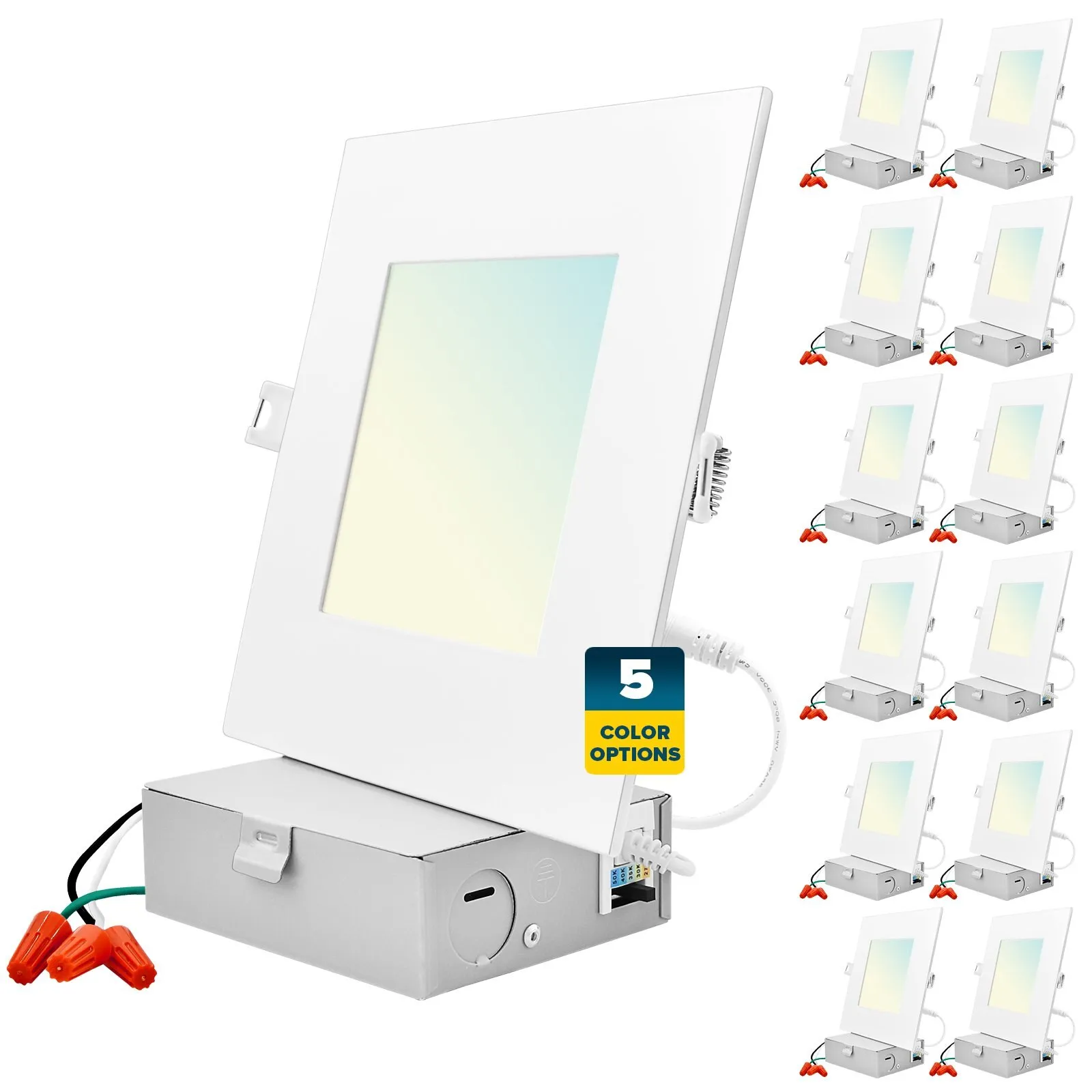 6 Inch Square Ultra Thin LED Recessed Downlights Dimmable