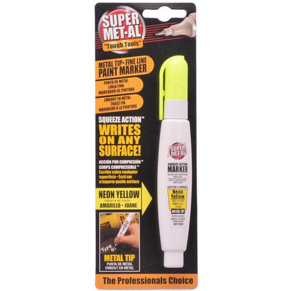 Squeeze Action Marker Oil Based Metal Tip, Neon Yellow