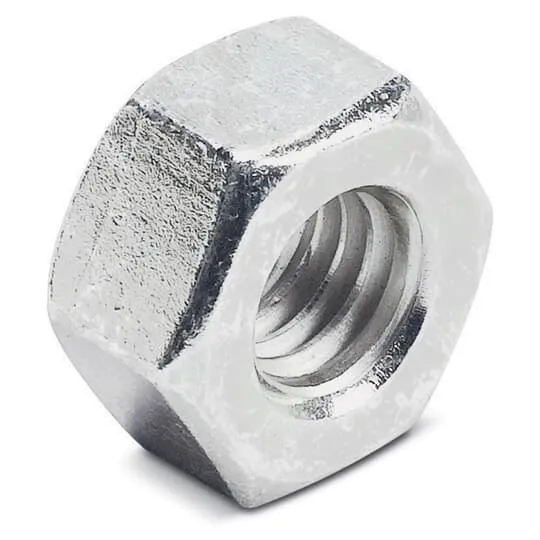 Hex Nut, Electro-Galvanized Finish, Standard Type, Steel, 3/8-16 Thread Size