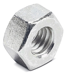 Hex Nut, 3/8 In - 16 Thread Size, 3/4 In Ht., Std Hex