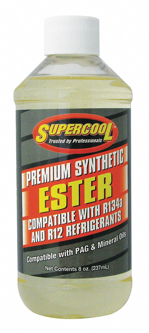 TSI SUPERCOOL E7 A/C Compressor Ester Lubricant, 8 Oz. Capacity, Plastic Bottle, Yellow Tint | CH6PBA 4LTT8
