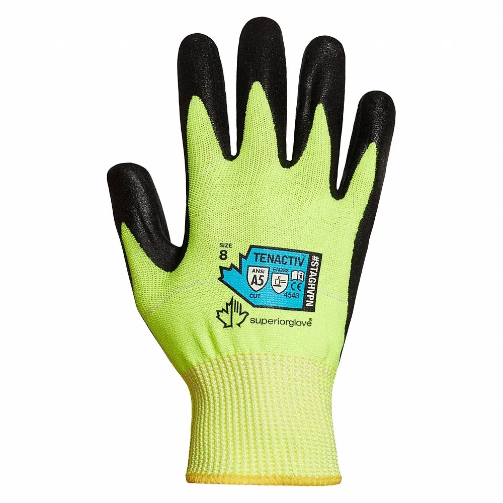 SUPERIOR GLOVE STAGHVPN11 Knit Gloves, 2XL11 ), ANSI Cut Level A5, Palm, Dipped, Microporous Nitrile, PR | CU4WLH 325HR4