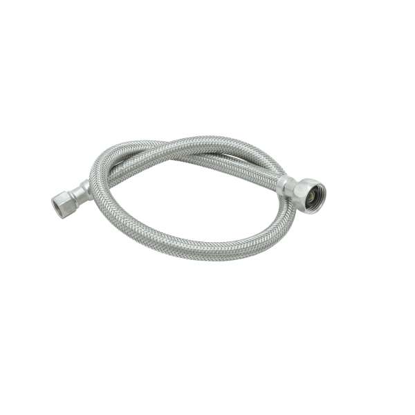 Flexible Supply Hose, 3/8 Inch Compression Female, 1/2 Inch NPSM Female, 24 Inch Size, SS