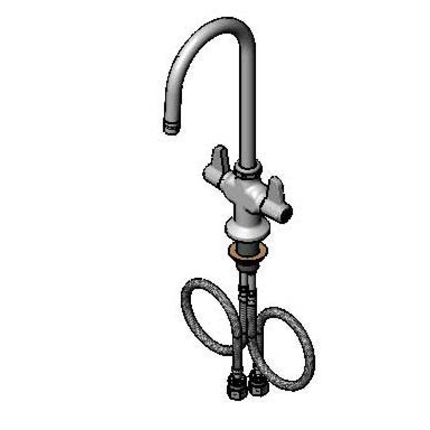 T&S 5F-2SLF05 Faucet, Single Hole, Deck Mount, 5-1/2 Inch Swivel Gooseneck, 18 Inch Flexible Inlets | AU2MXP