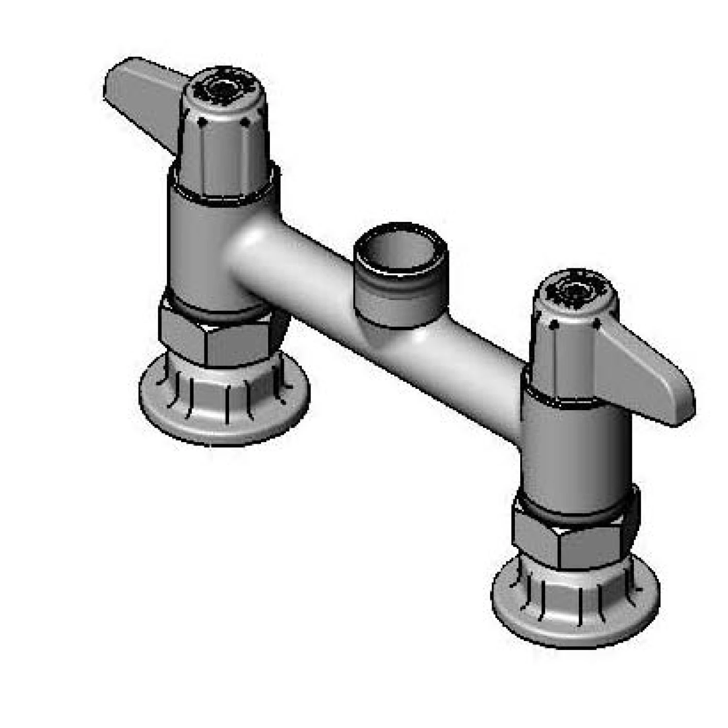 T&S 5F-6DLS00 Deck Mount Swivel Base Faucet, 6 Inch Size, Less Nozzle, Wrist Handles & Supply Nipple Kit | CL6URH