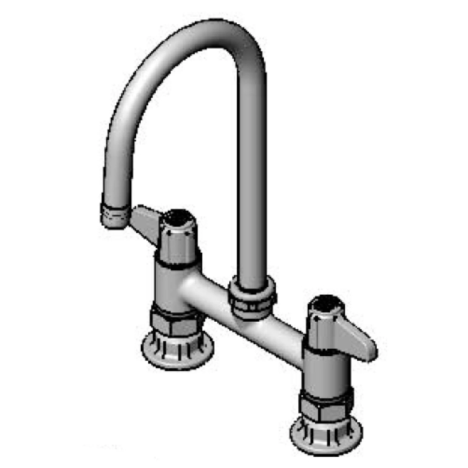 T&S 5F-6DLS05 Deck Mount Swivel Base Faucet, 6 Inch Size, 5 1/2 Inch SW Gooseneck, Wrist Handles | CL6URJ