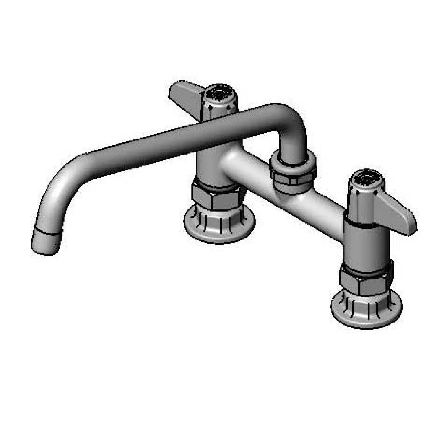 T&S 5F-6DLS10 Deck Mount Swivel Base Faucet, 6 Inch Size, Wrist Handles, Supply Nipple Kit | CL6URQ