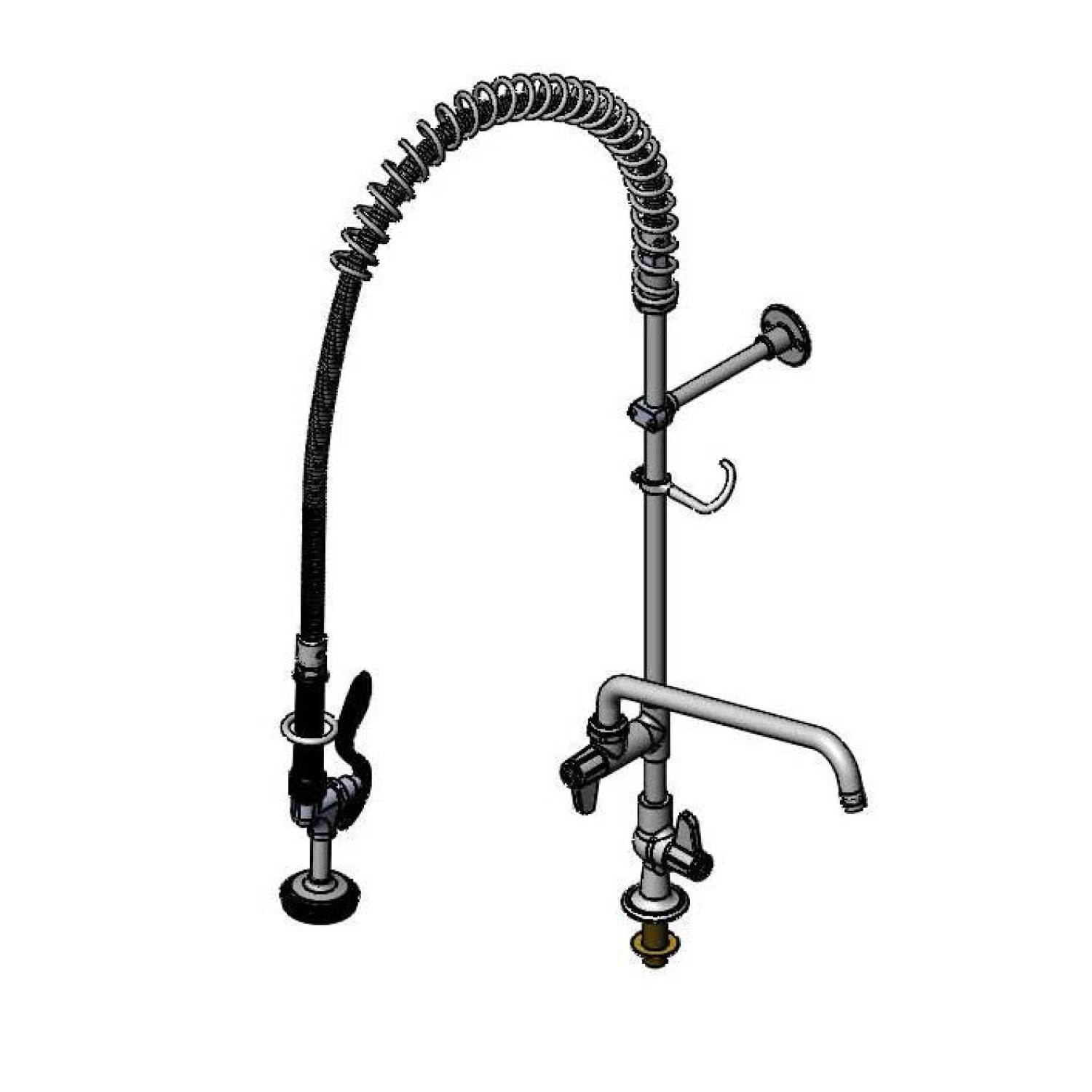 T&S 5PR-1S12 Pre-Rinse Faucet Unit, Single Hole, Add-on Faucet, With 12 Inch Swing Nozzle | AU2NVC