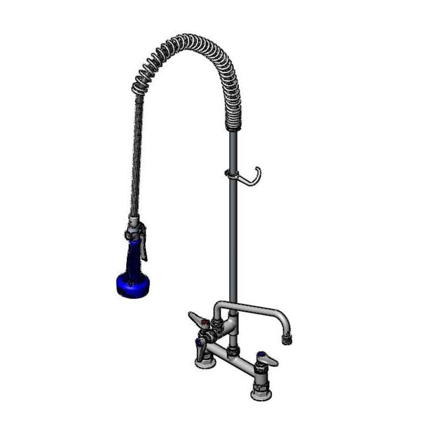 T&S B-0123-A10-08 Pre-Rinse Faucet, Spring Action, Deck Mt, 8 Inch Centers, 10 Inch Add-On Faucet | AV3MCN