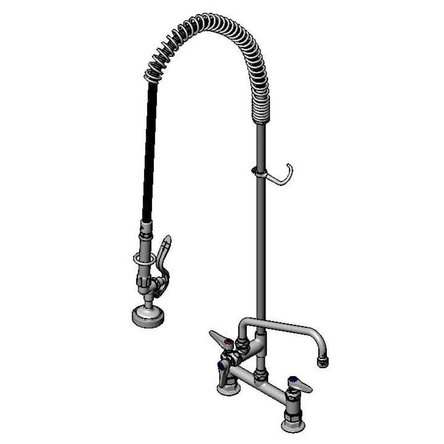 T&S B-0123-ADF10 Pre-Rinse Faucet, Spring Action, Deck Mt, 8 Inch Centers, 10 Inch Add-On Faucet | AV3MDC