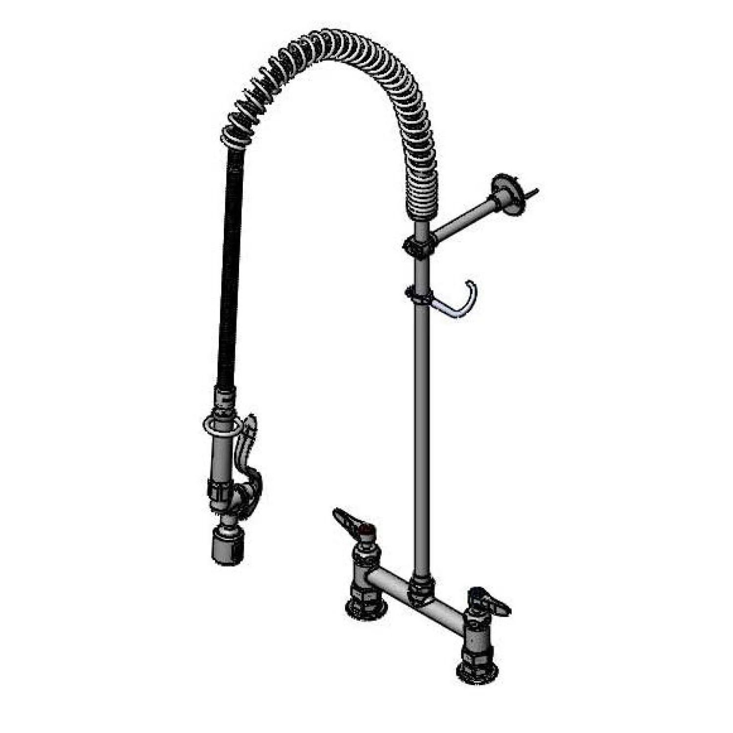 T&S B-0123-CR-BJ Pre-Rinse Faucet, 8 Inch Deck Mount Faucet, Ceramas, Spray Valve, 6 Inch Bracket | AV3MDV