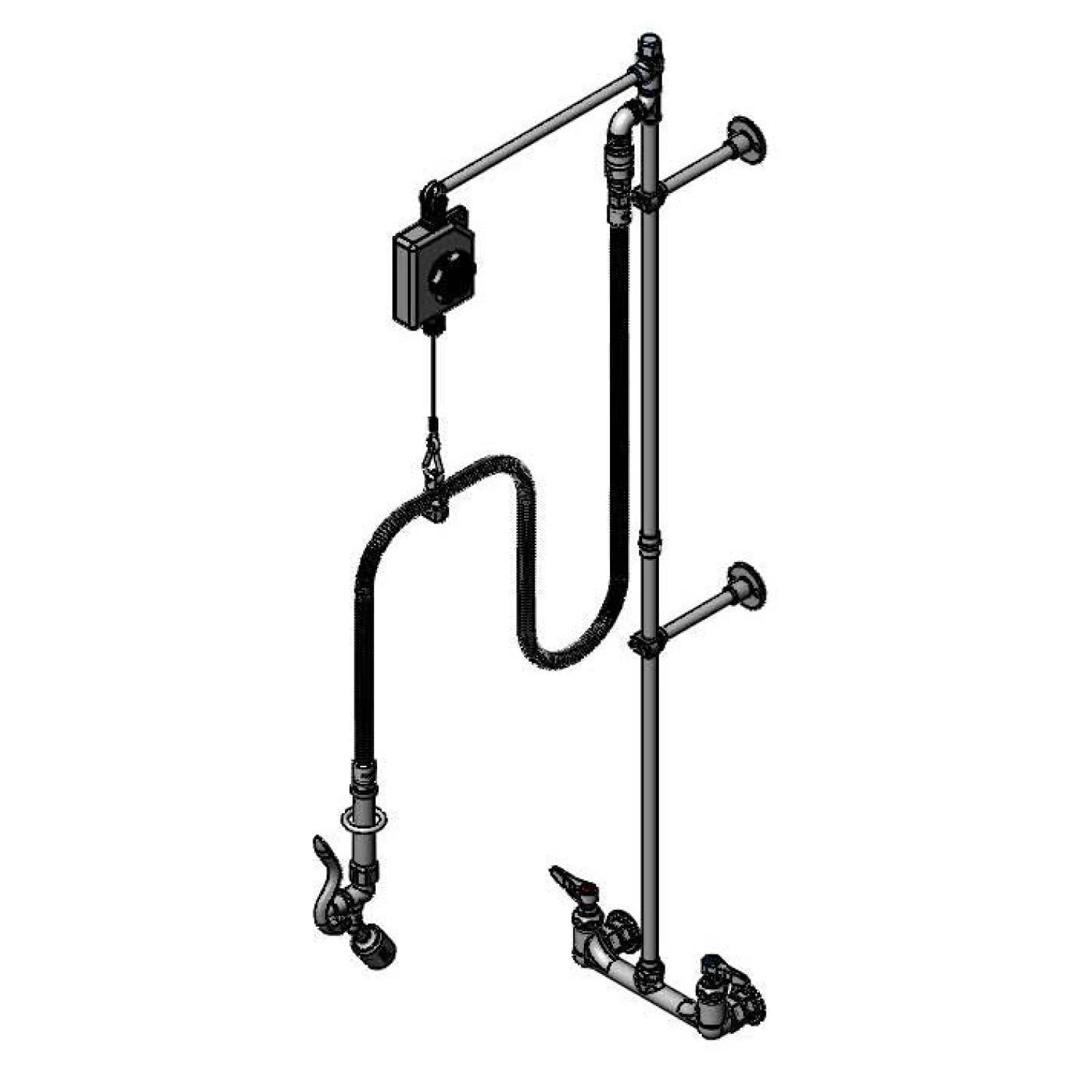 T&S B-0129-VB Pre-Rinse Faucet, Balancer, Wall Mount Base, 8 Inch Centers, Low Flow Valve | AV3MEL