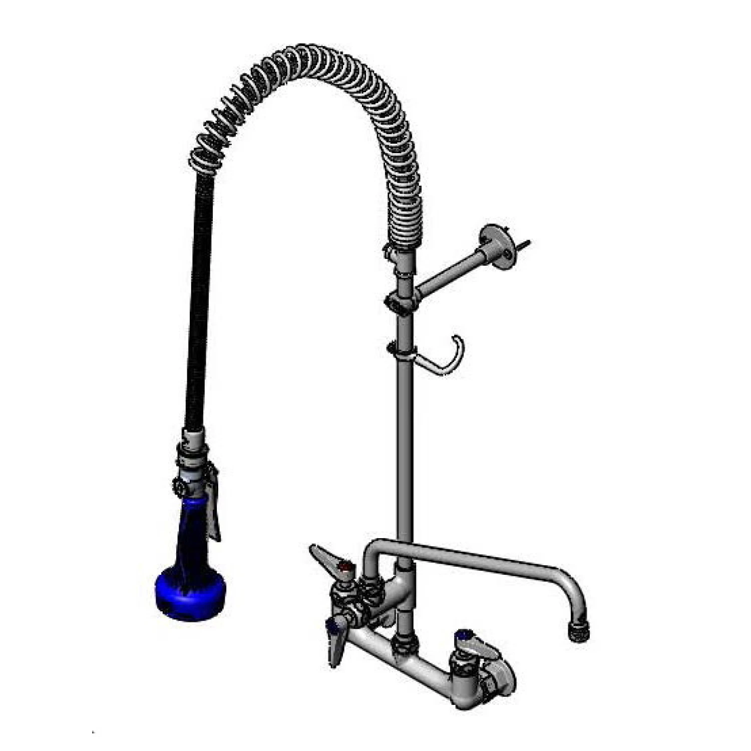 T&S B-0133-14CRB8ST Pre-Rinse Faucet Unit, 8 Inch Wall Mount, Ceramas, Tee | AV3MGN