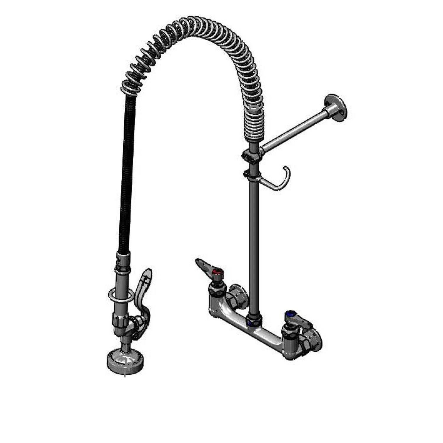 T&S B-0133-B9 Pre-Rinse Faucet Unit, Wall Mount Base, 8 Inch Centers, 9 InchWall Bracket | AV3MKH