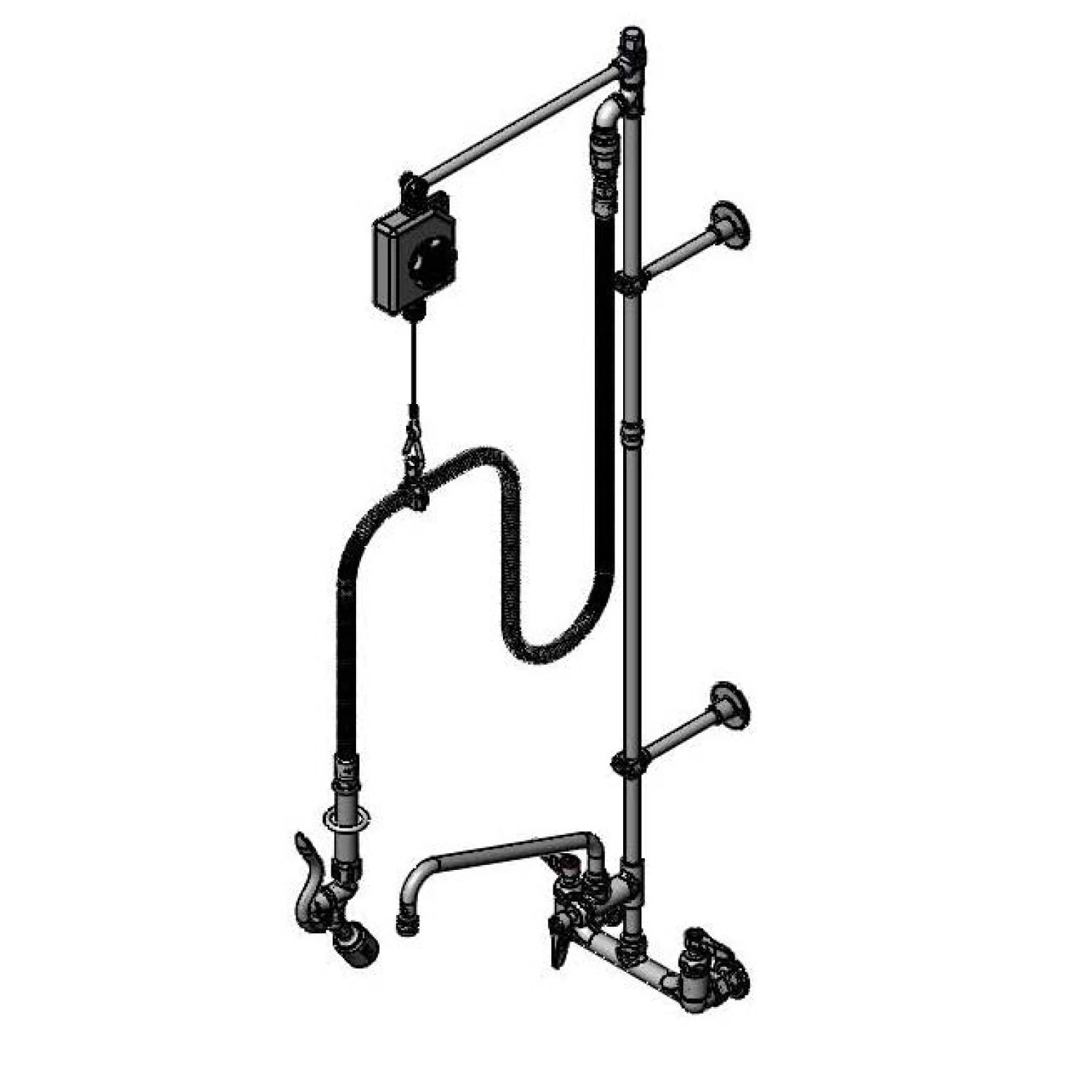 T&S B-0140 Pre-Rinse Faucet, 8 Inch Wall Mount, Add-on-Faucet, Balancer Arm | AV3MMV