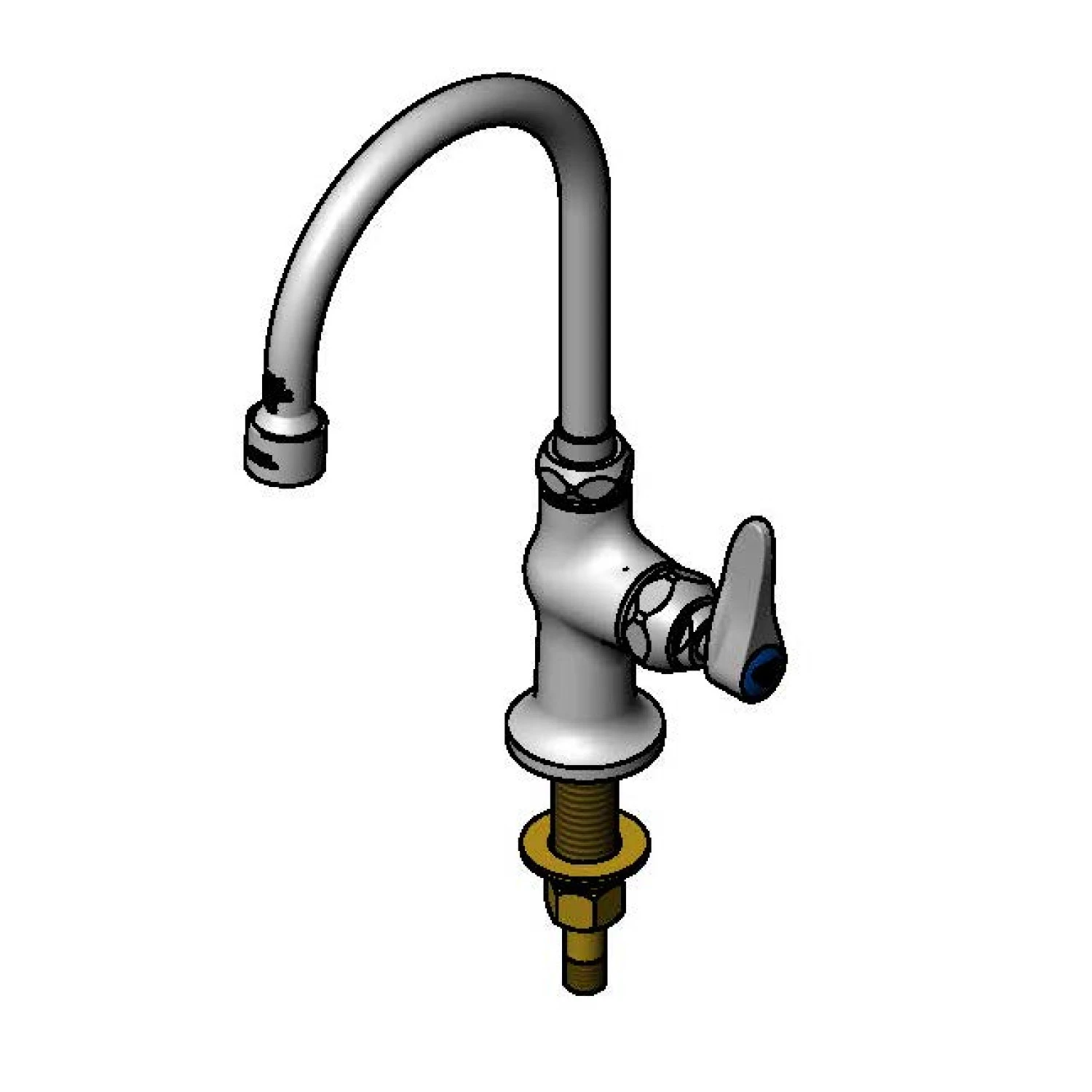 T&S B-0205-E133XVF5 Deck Mount Single Temp Faucet, Single Hole, Short Gooseneck, 0.5 gpm Non-Aerated Outlet | CL6UWX