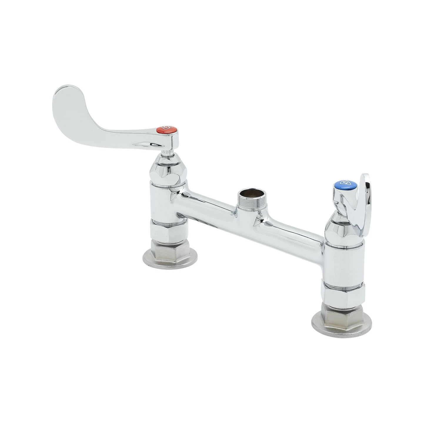 T&S B-0220-LN-WH4 Double Pantry Faucet, 8 Inch Deck Mt., Swivel Outlet, 4 Inch Wrist Handles | AV3MZM