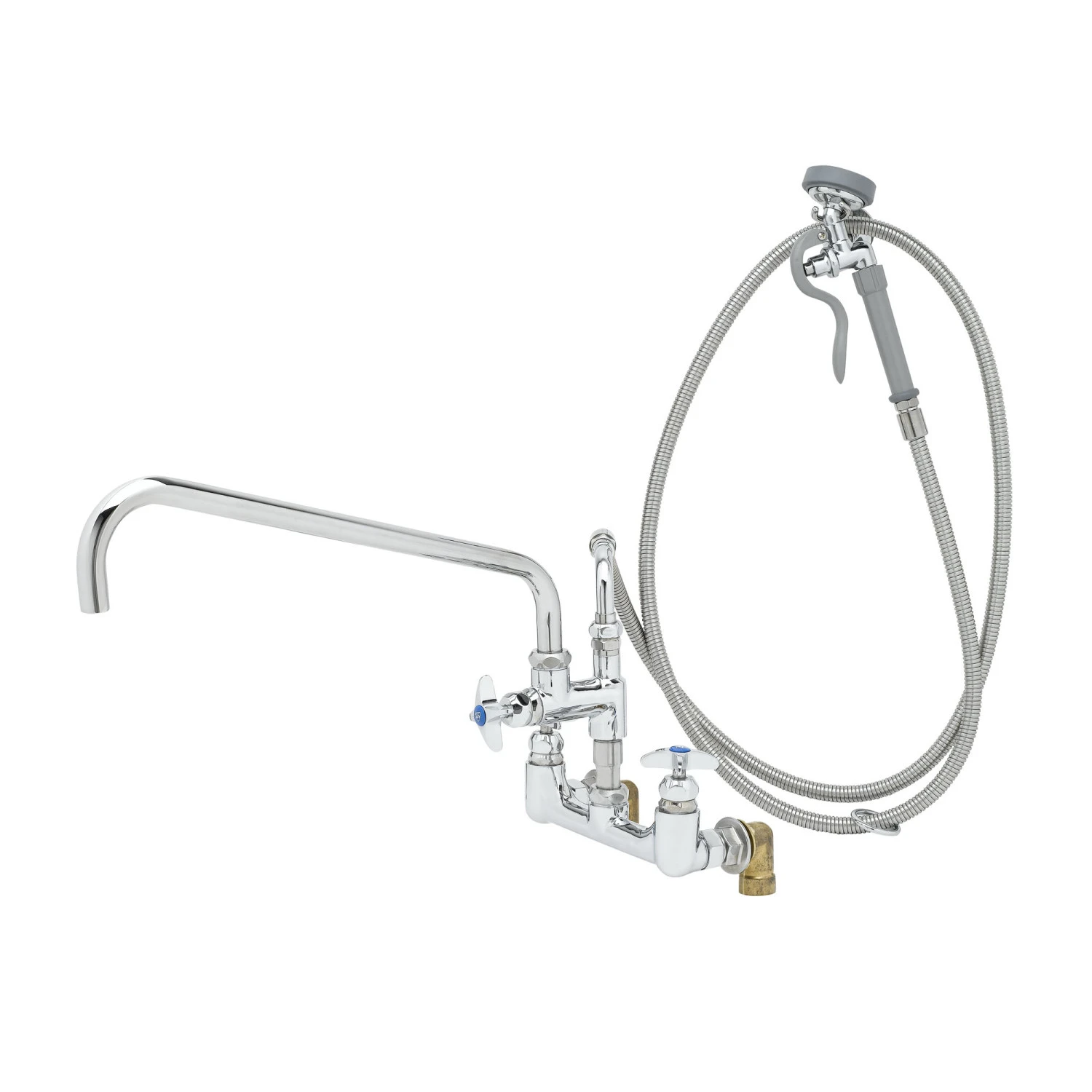 T&S B-0289 Spray Assembly, 8 Inch Wall Mount, 18 Inch Add-On Faucet, Angled Spray Valve | AV3NHN