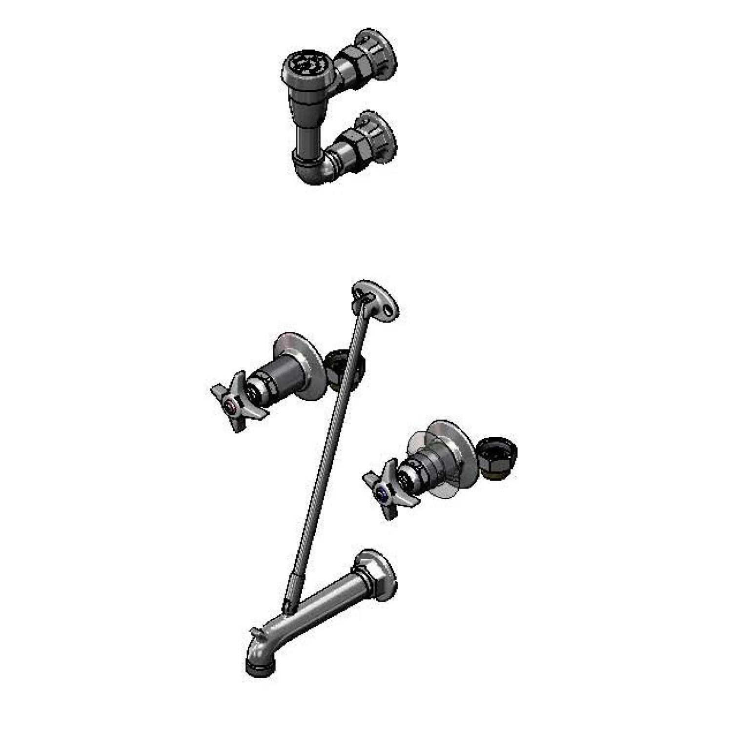 T&S B-0695 Service Sink Faucet, Concealed Mixing Valve, Wall Brace, Garden Hose Outlet | AV3PGN