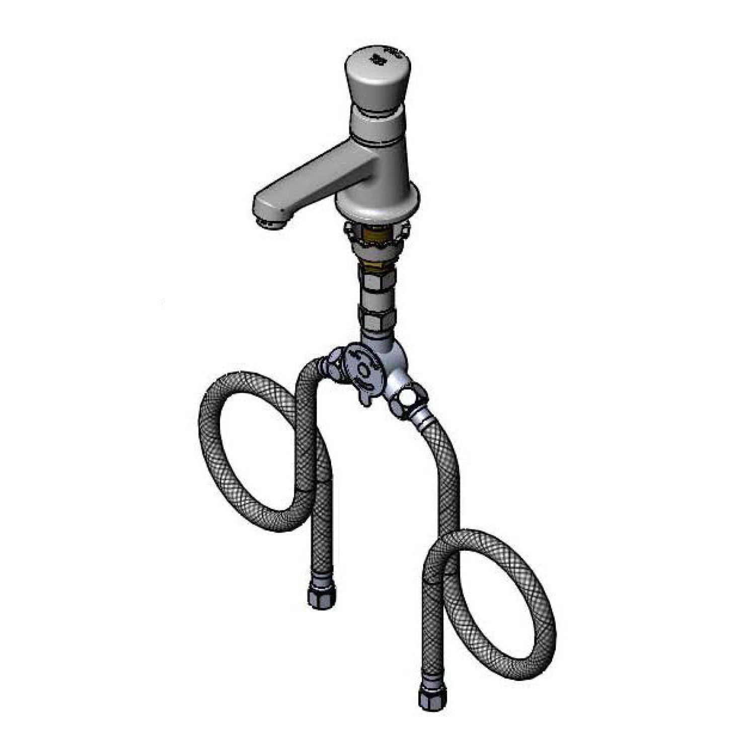 T&S B-2490 Sill Faucet, Aerator, Self Closing Metering Valve, Flex Hoses | AV3QWZ