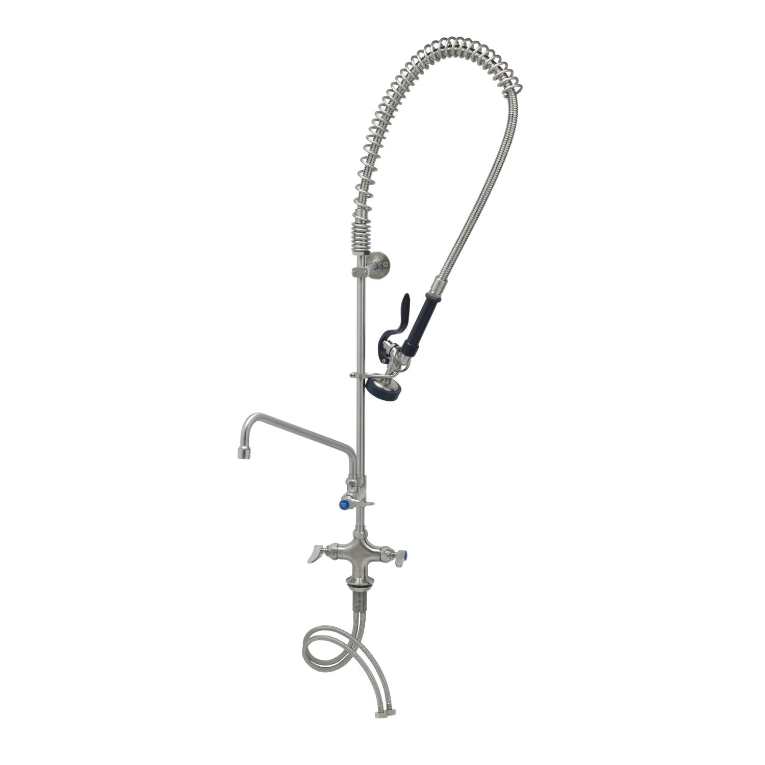 T&S S-0113-A12-B Pre-Rinse Unit, Single Hole Base, 12 Inch Add-On Faucet, Wall Bracket, Stainless Steel | CL6VHE