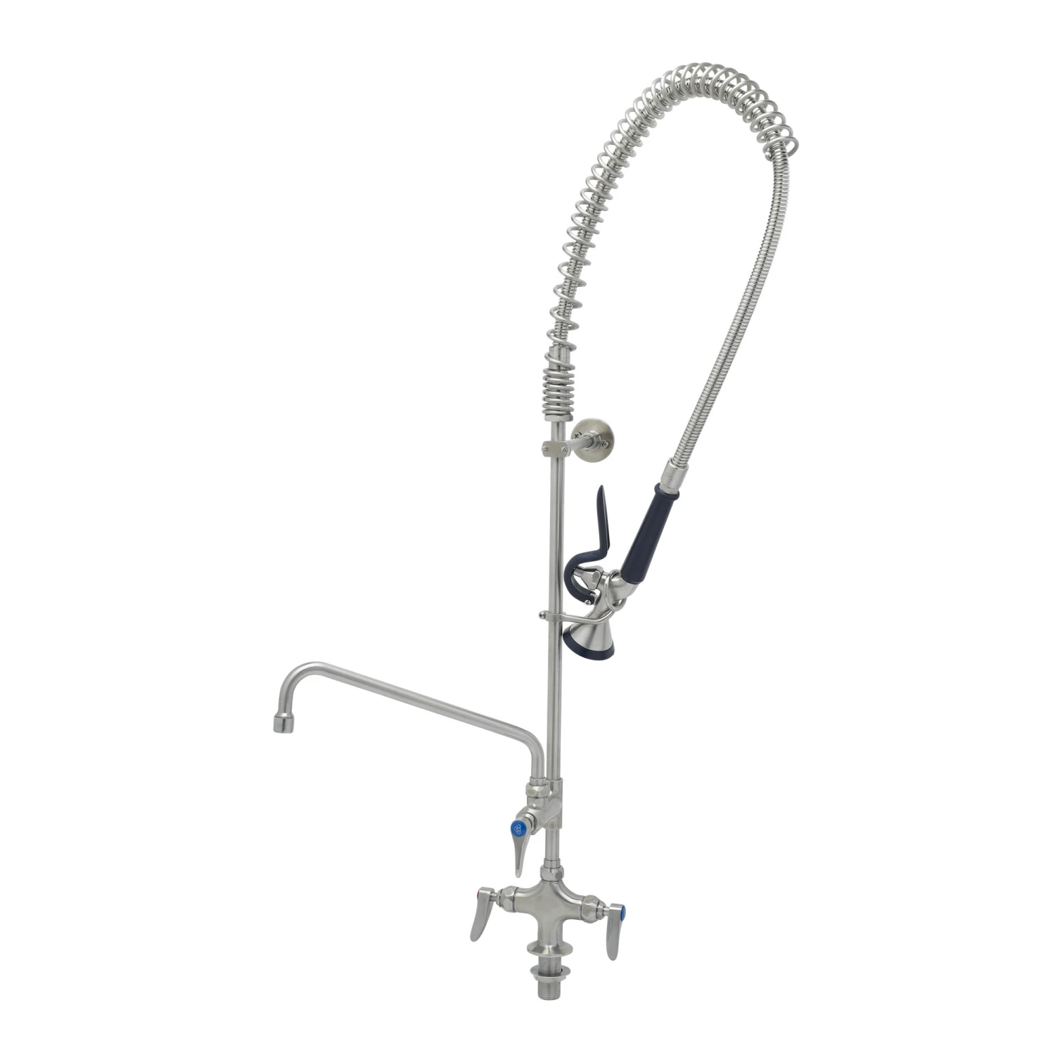 T&S S-0113-A12-BY Pre-Rinse Unit, Single Hole Mixing Faucet, Stainless Steel Lever Handles, 12 Inch Nozzle | CL6VHG
