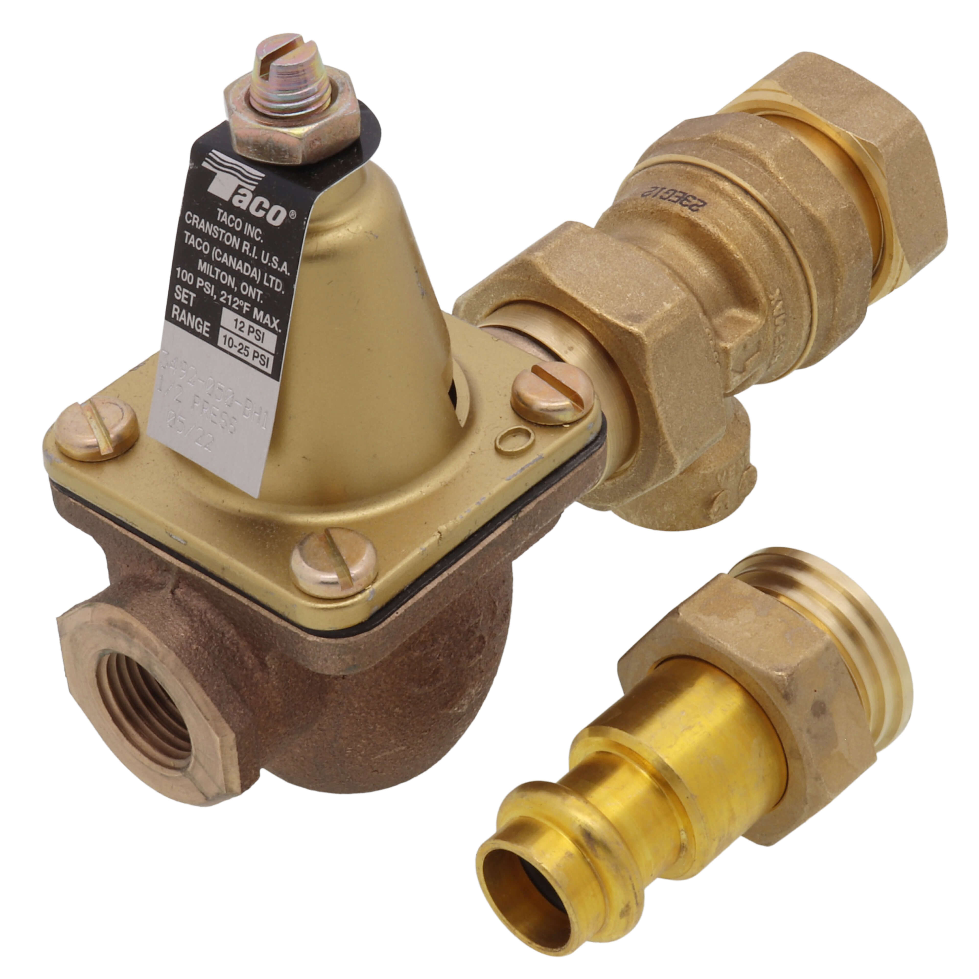 Combination Boiler Feed Valve And Backflow Union Press, 1/2 Inch Brass