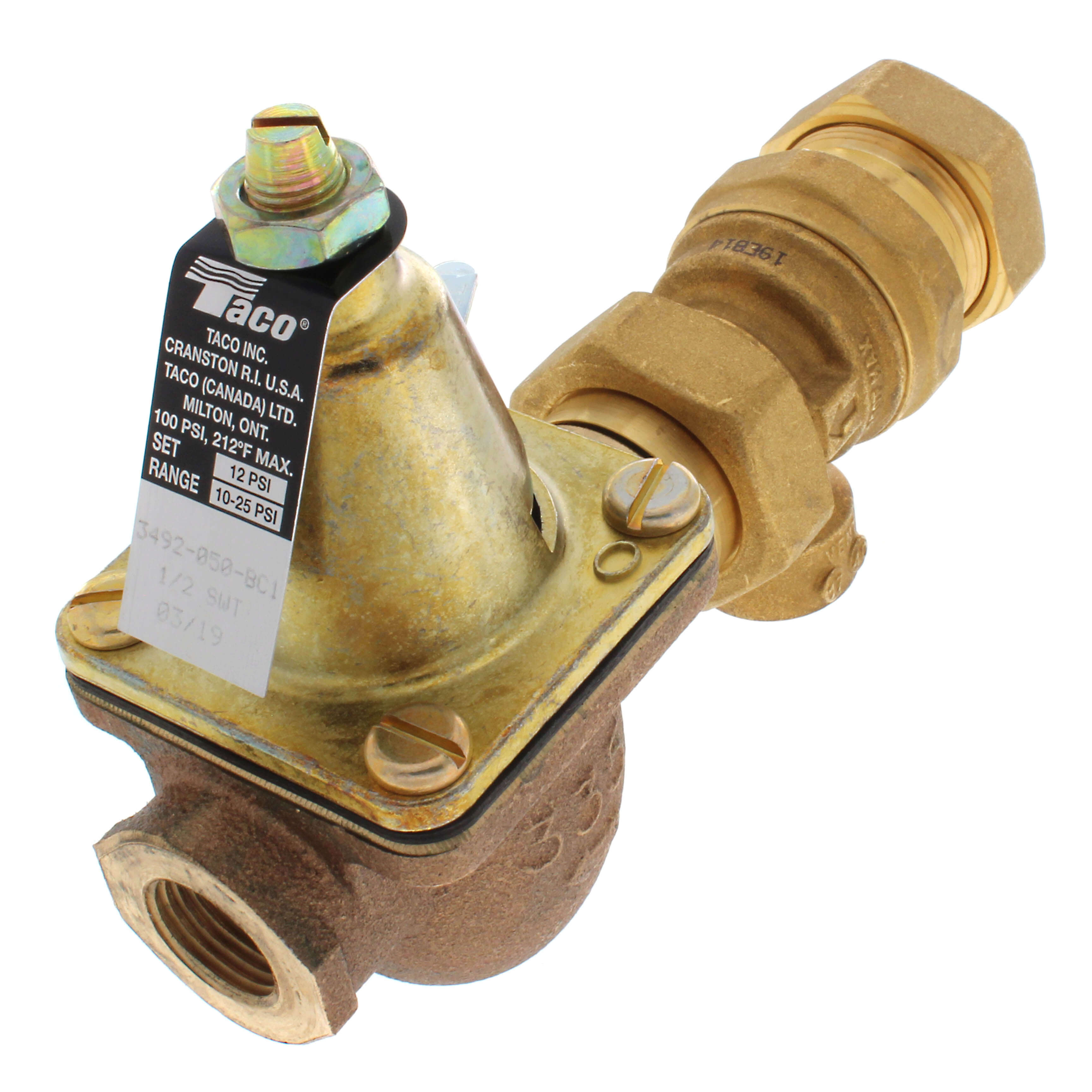 Combination Boiler Feed Valve And Backflow Union Press x NPT, 1/2 Inch Size, Cast Iron