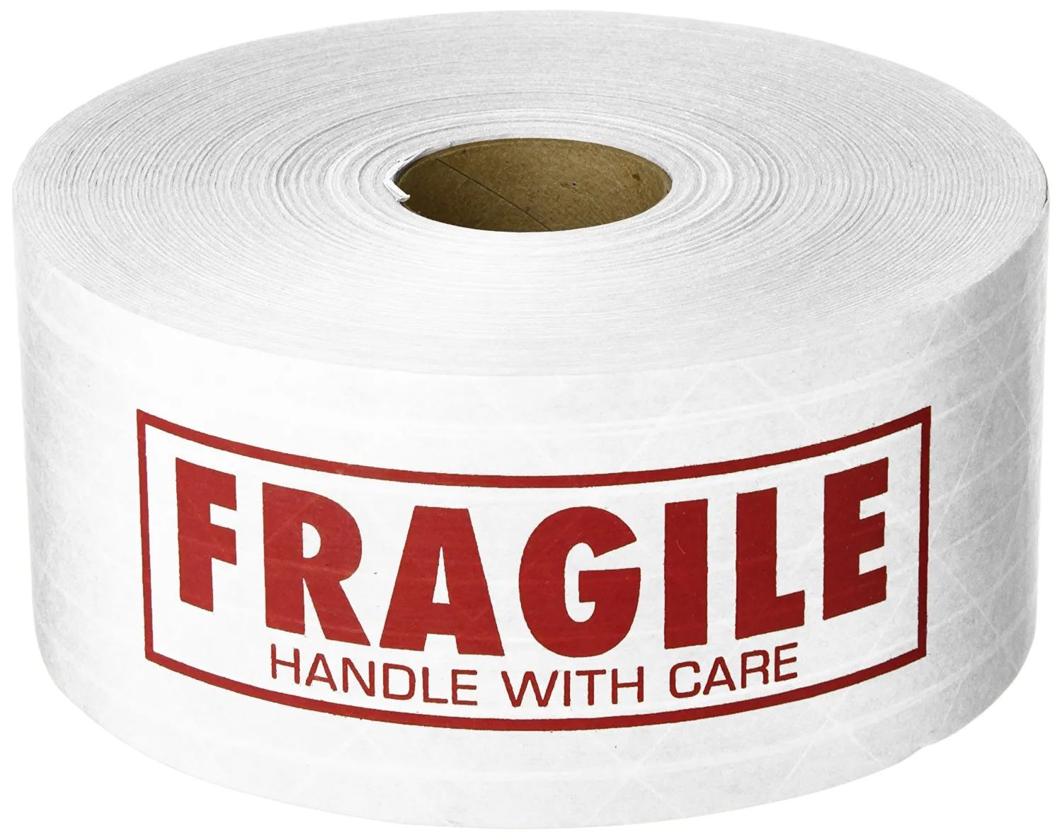FRAGILE Printed, White Kraft Tape, 3 Inch x 450 ft