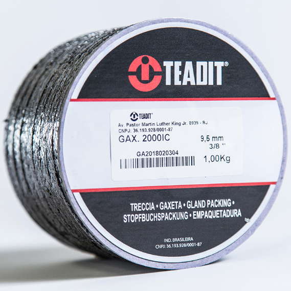 TEADIT P2000IC.38 Compression Packing Seal, 2000Ic, 3/8 Inch Size, Graphite with Inconel Reinforcement | CN7FJX