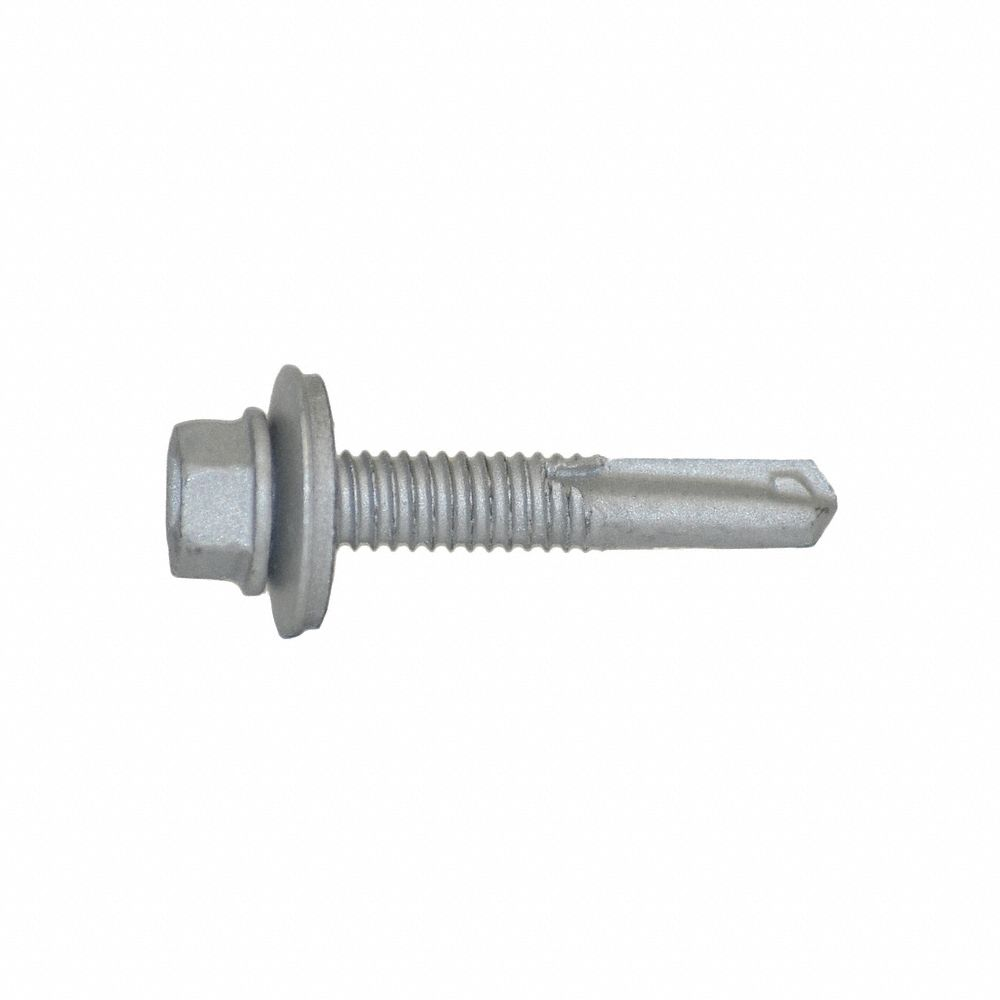 Self Drilling Screw, #12 Size, 1 1/2 Inch Lg, Steel, Climaseal, Hex Washer, External Hex