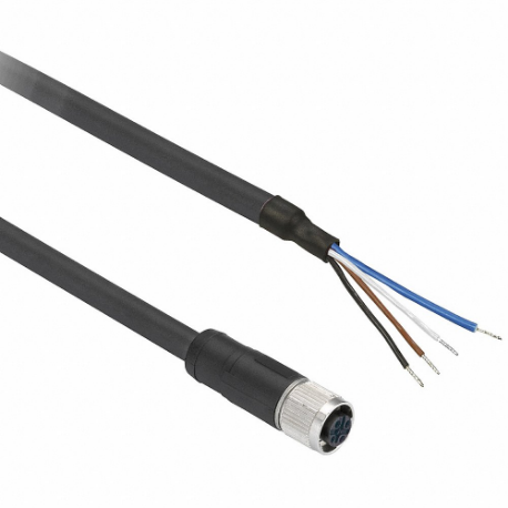 Photoelectric Sensor Connector 300V 4A, M8 Female Straight X Bare Wire, 4 Pins, Black